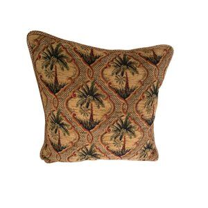 Vtg tapestry needlepoint Palm Beach Regency Palm Tree Decorative Throw Pillow